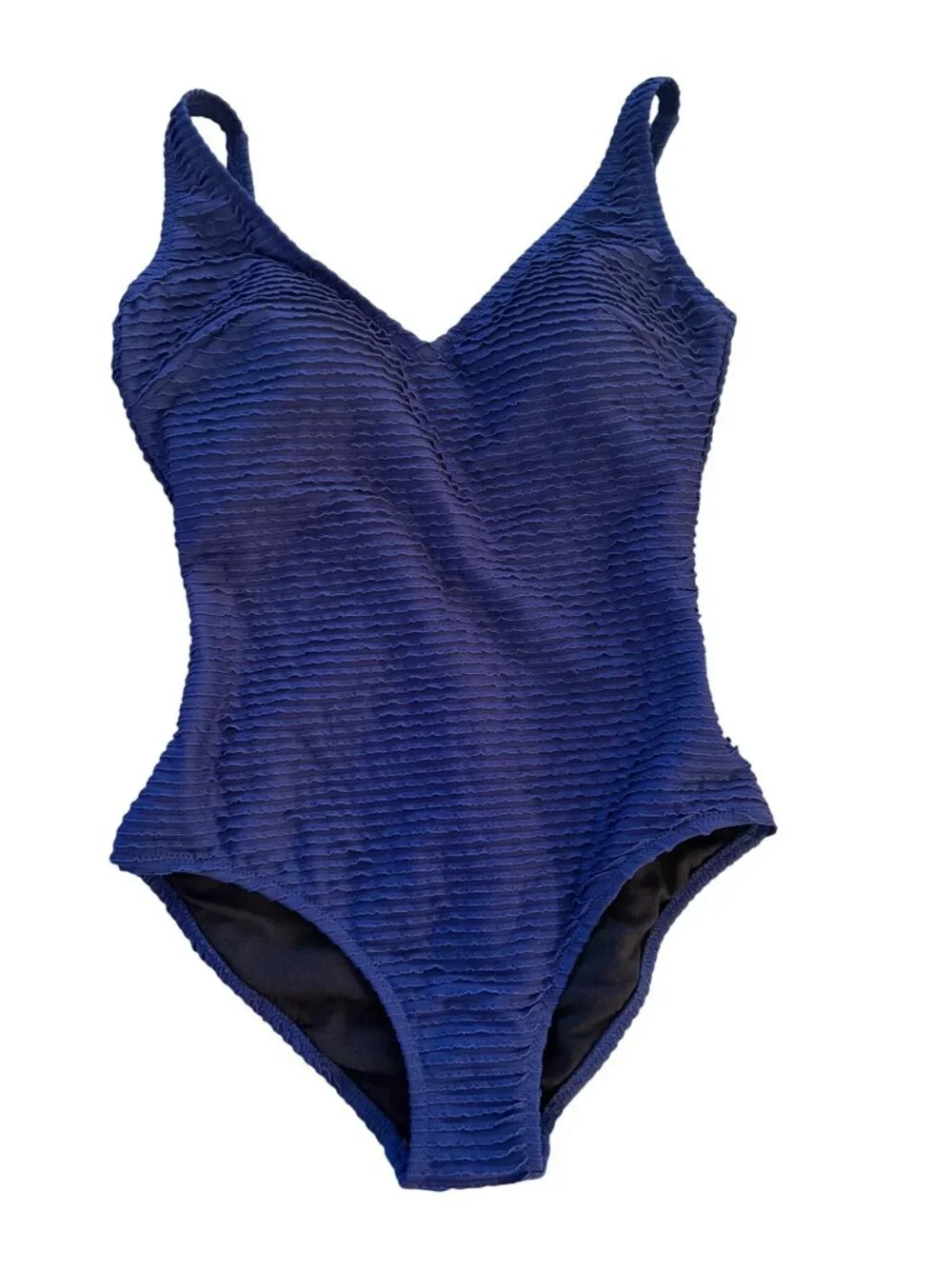 Gottex Womens Textured One Piece Swimsuit Size 12 Blue Deadstock Vintage New